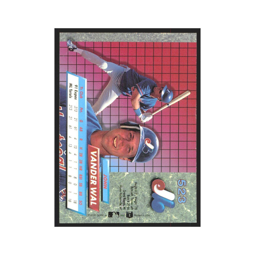 John Vander Wal Rookie 1992 Fleer Ultra #523 Montreal Expos Baseball Card NM