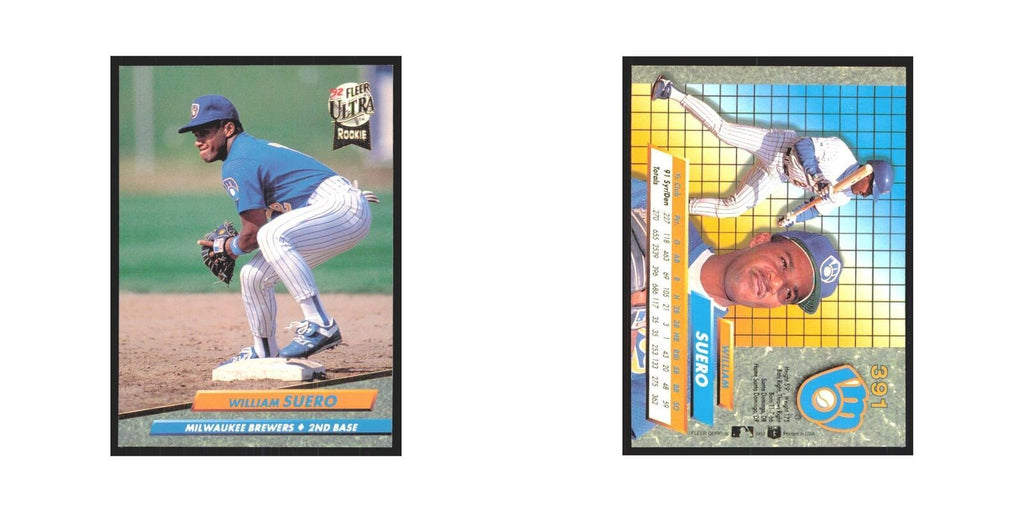 William Suero Rookie 1992 Fleer Ultra #391 Milwaukee Brewers Baseball Card NM