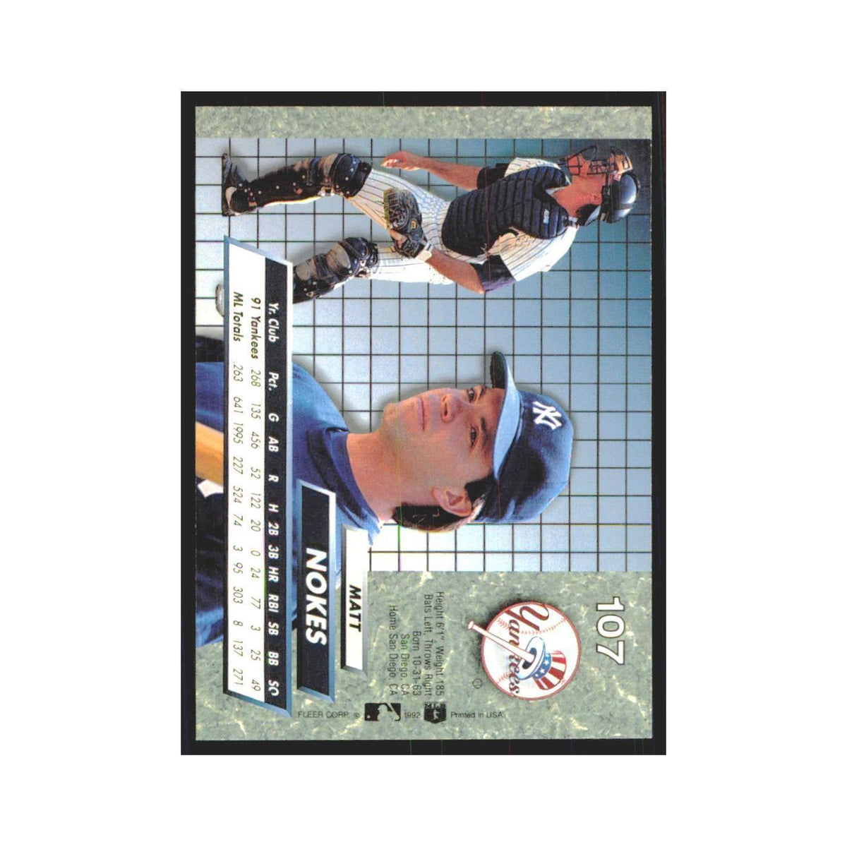 Matt Nokes 1992 Fleer Ultra #107 New York Yankees Baseball Card NM