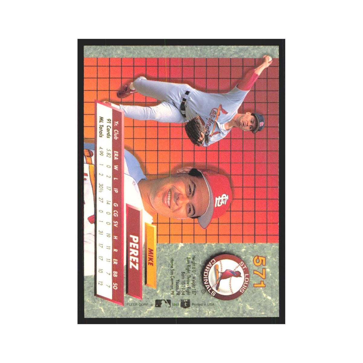 Mike Perez 1992 Fleer Ultra #571 St. Louis Cardinals Baseball Card NM