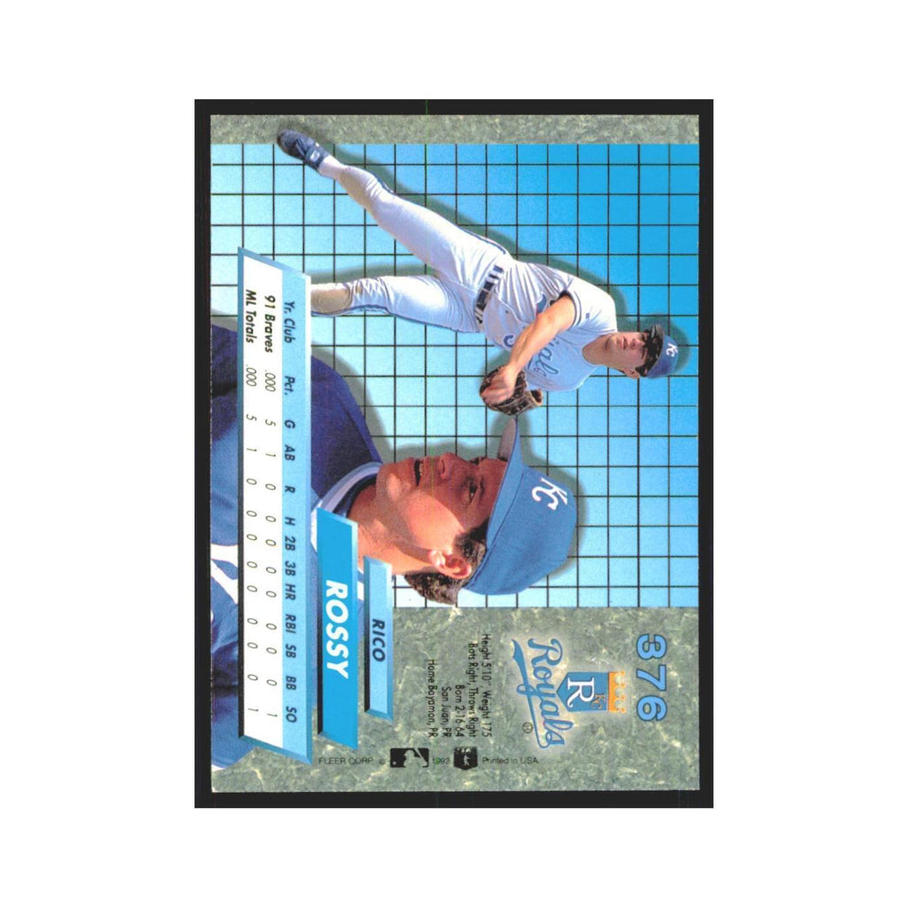 Rico Rossy Rookie 1992 Fleer Ultra #376 Kansas City Royals Baseball Card NM