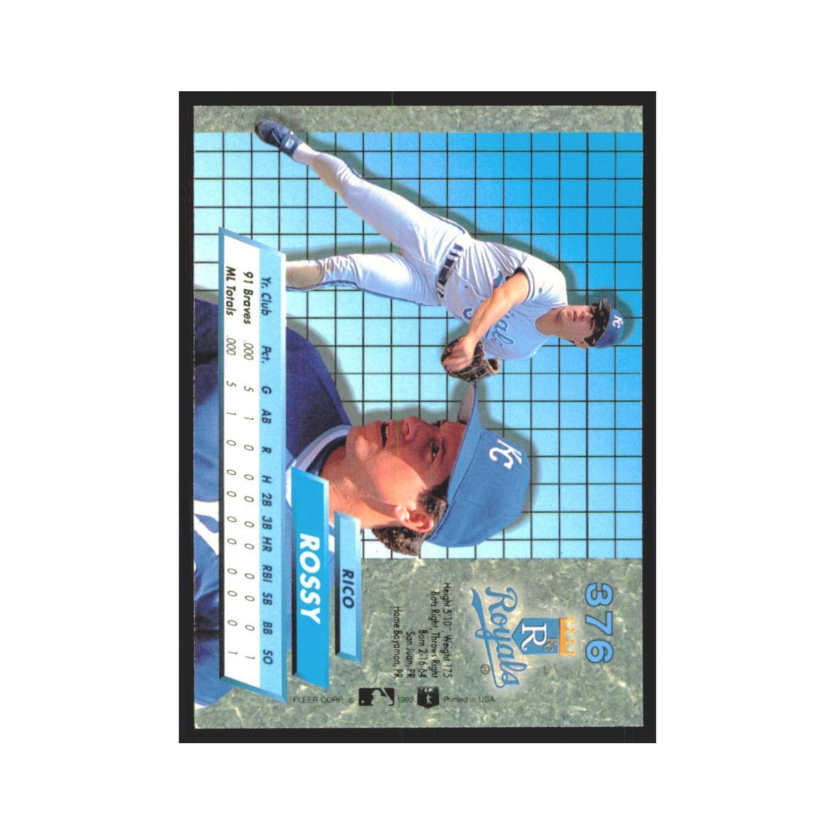 Rico Rossy Rookie 1992 Fleer Ultra #376 Kansas City Royals Baseball Card NM