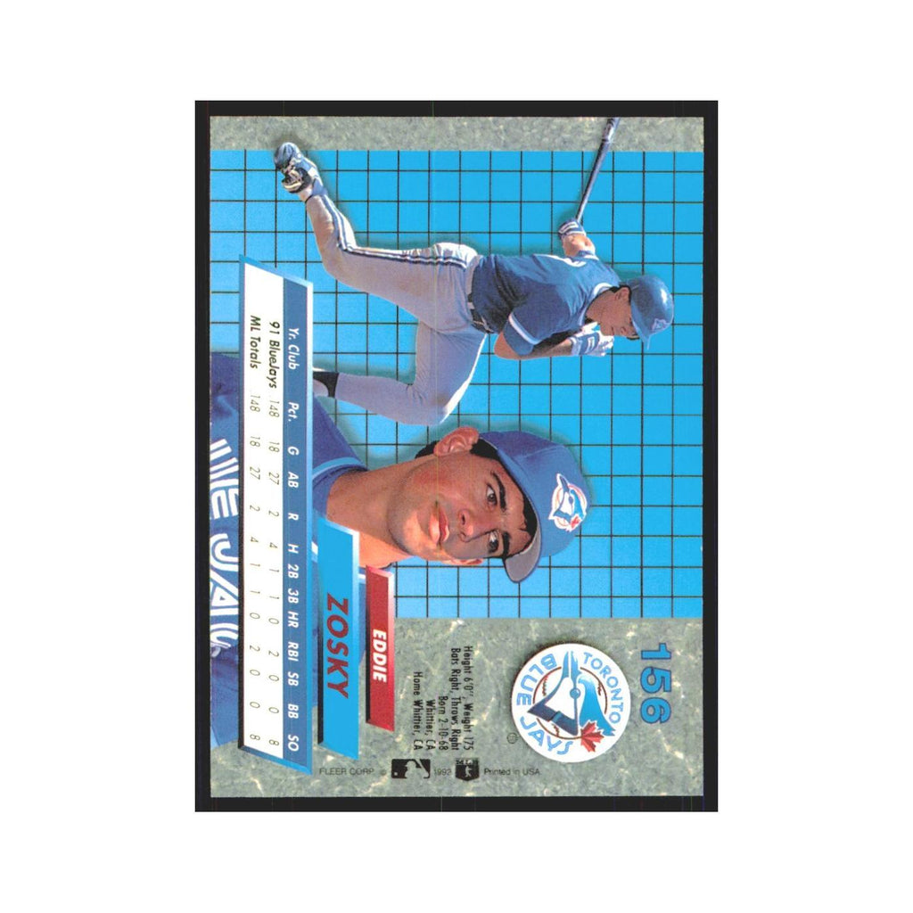Eddie Zosky Rookie 1992 Fleer Ultra #156 Toronto Blue Jays Baseball Card NM