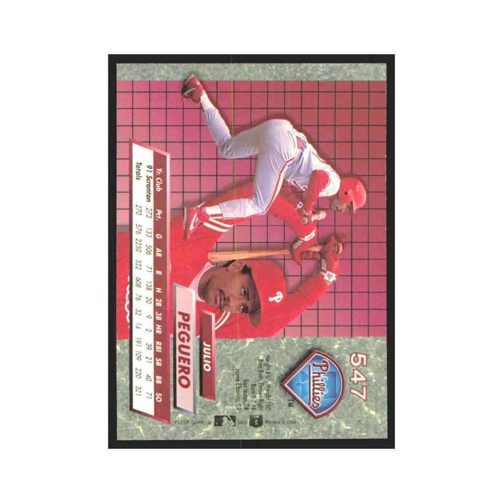 Julio Peguero Rookie 1992 Fleer Ultra #547 Philadelphia Phillies NM