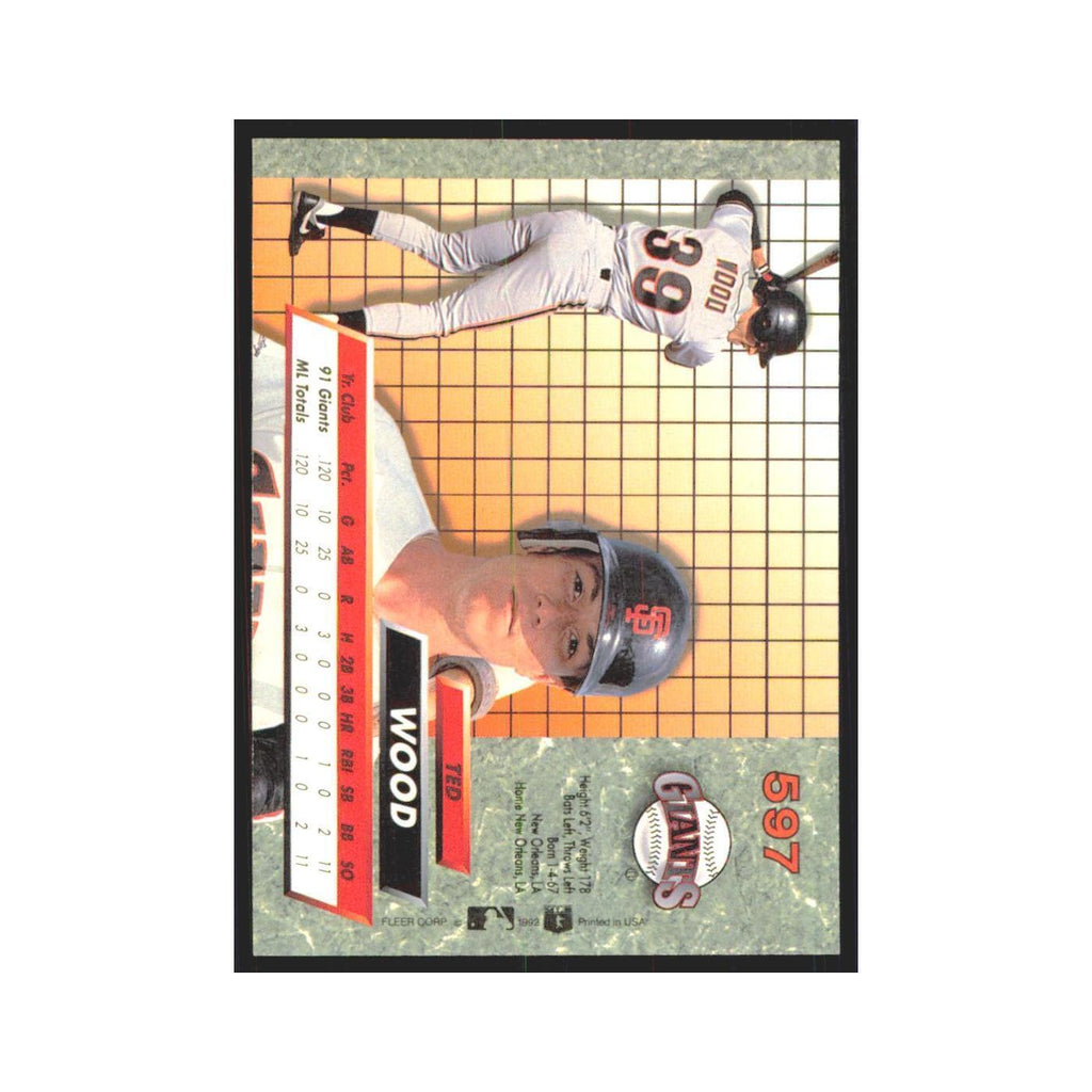 Ted Wood Rookie 1992 Fleer Ultra #597 San Francisco Giants Baseball Card NM