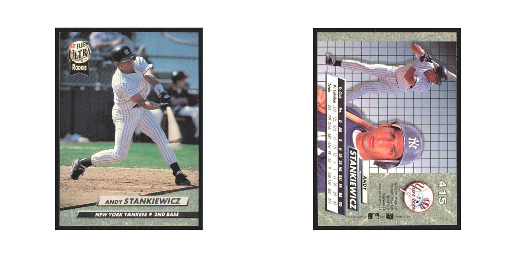 Andy Stankiewicz Rookie 1992 Fleer Ultra #415 New York Yankees Baseball Card NM