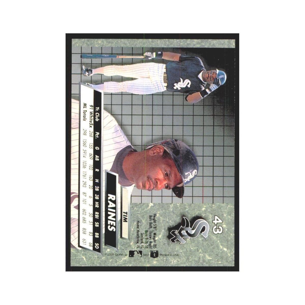 Tm Raines 1992 Fleer Ultra #43 Chicago White Sox Baseball Card NM