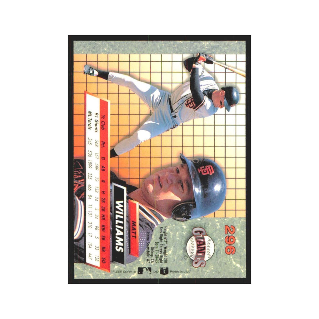 Matt Williams 1992 Fleer Ultra #296 San Francisco Giants Baseball Card NM