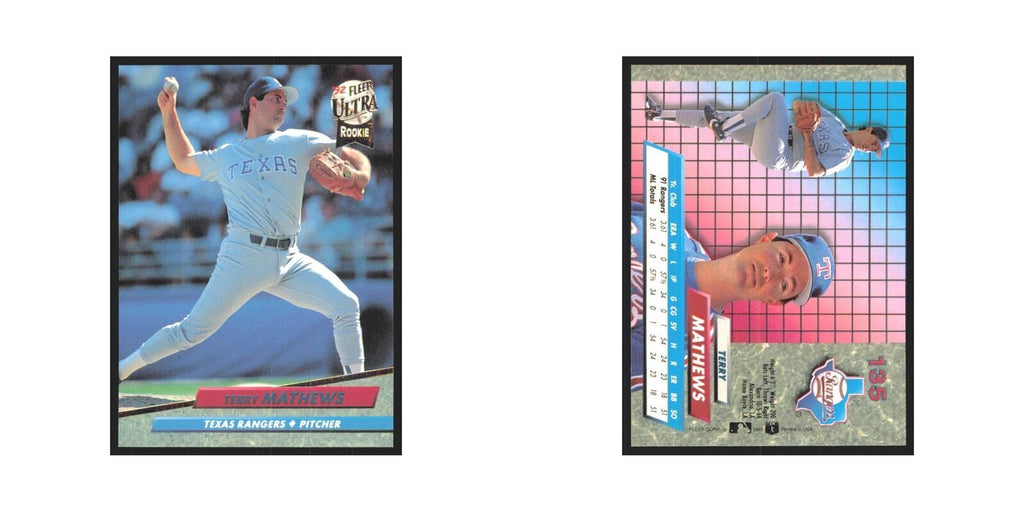 Terry Mathews Rookie 1992 Fleer Ultra #135 Texas Rangers Baseball Card NM