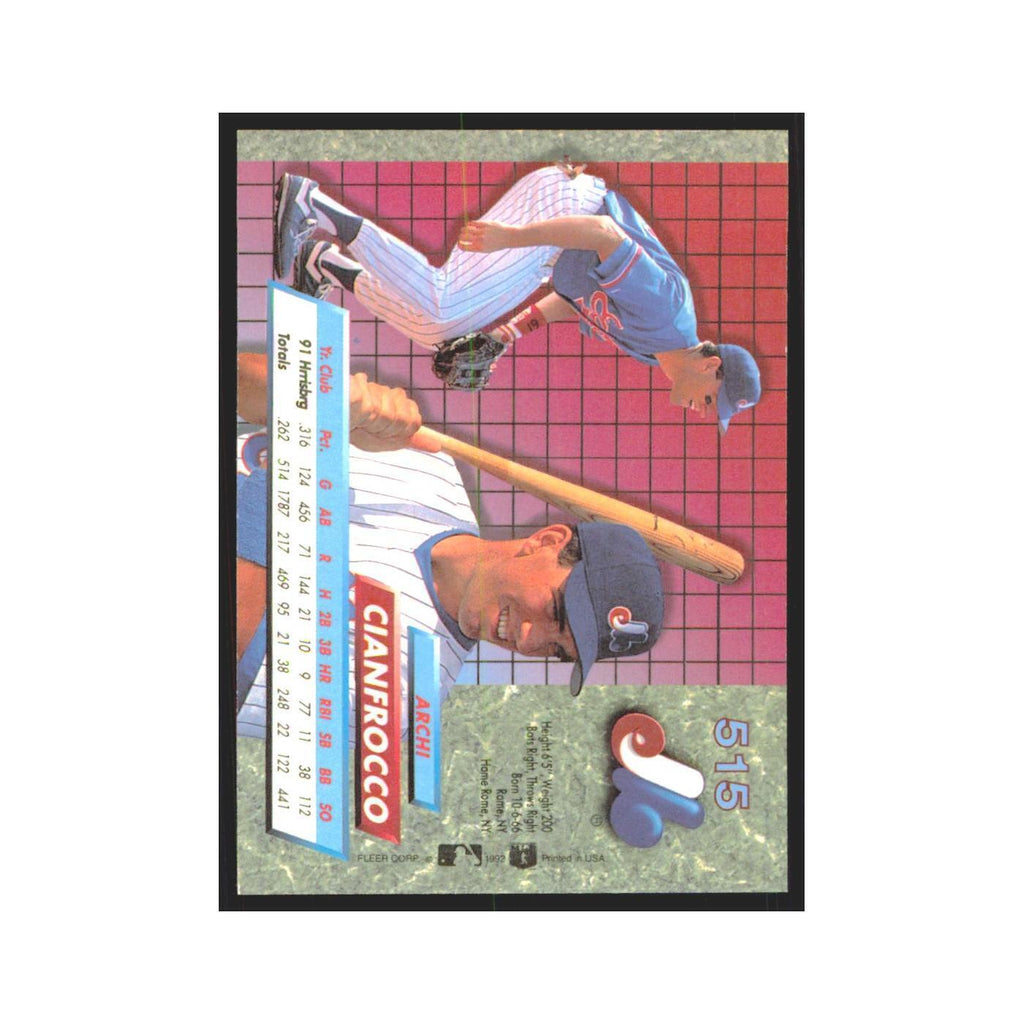 Archi Cianfrocco Rookie 1992 Fleer Ultra #515 Montreal Expos Baseball Card NM