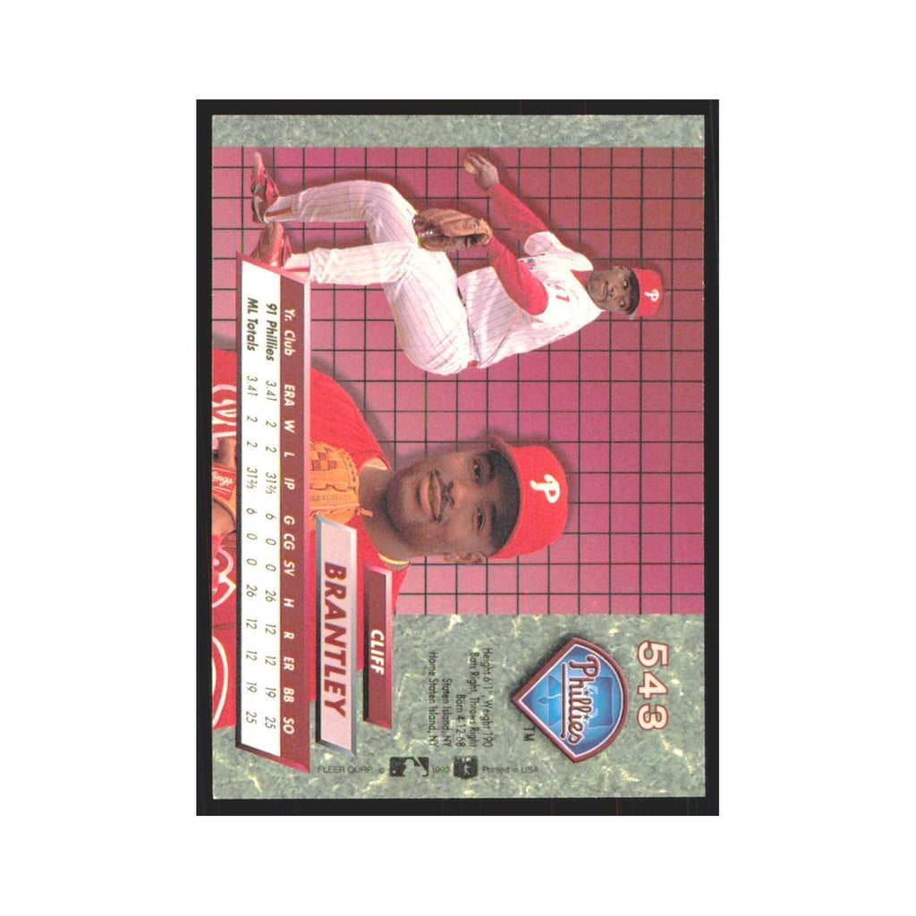 Cliff Brantley Rookie 1992 Fleer Ultra #543 Philadelphia Phillies NM