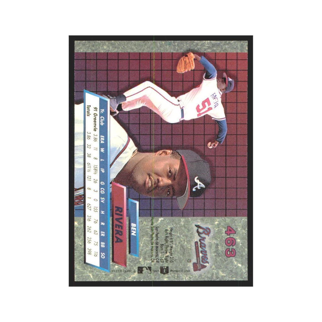 Ben Rivera Rookie 1992 Fleer Ultra #463 Atlanta Braves Baseball Card NM