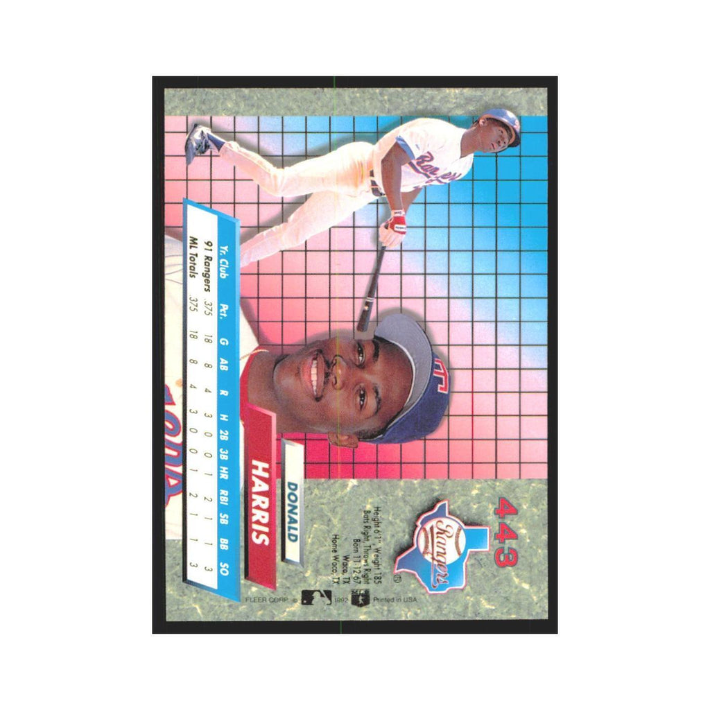 Donald Harris Rookie 1992 Fleer Ultra #443 Texas Rangers Baseball Card NM