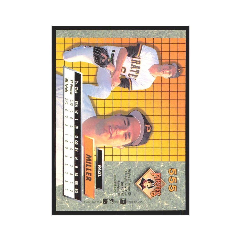 Paul Miller Rookie 1992 Fleer Ultra #555 Pittsburgh Pirates Baseball Card NM
