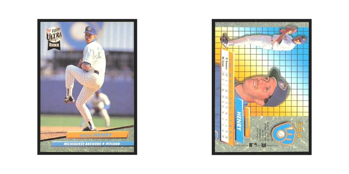 Doug Henry Rookie 1992 Fleer Ultra #384 Milwaukee Brewers Baseball Card NM