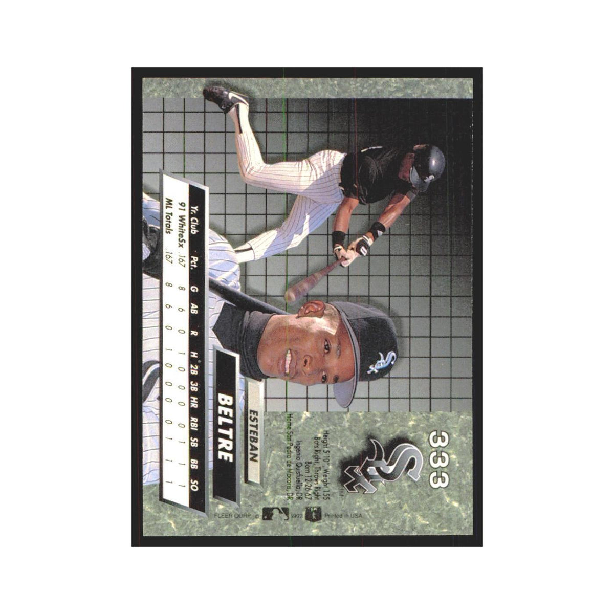 Esteban Beltre Rookie 1992 Fleer Ultra #333 Chicago White Sox Baseball Card NM