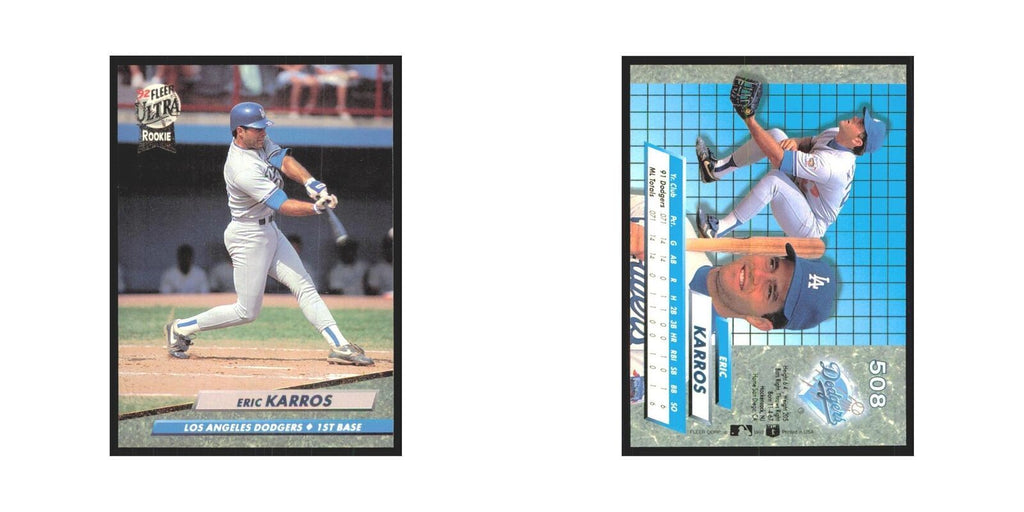 Eric Karros Rookie 1992 Fleer Ultra #508 Los Angeles Dodgers Baseball Card NM