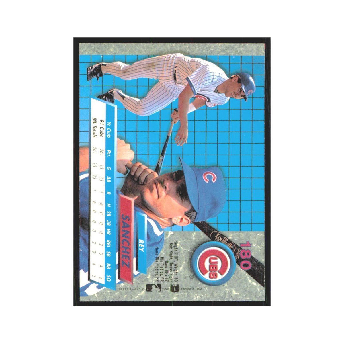 Rey Sanchez Rookie 1992 Fleer Ultra #180 Chicago Cubs Baseball Card NM