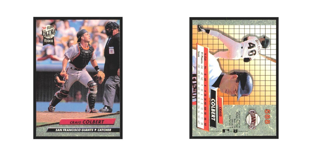 Craig Colbert Rookie 1992 Fleer Ultra #588 San Francisco Giants Baseball Card NM