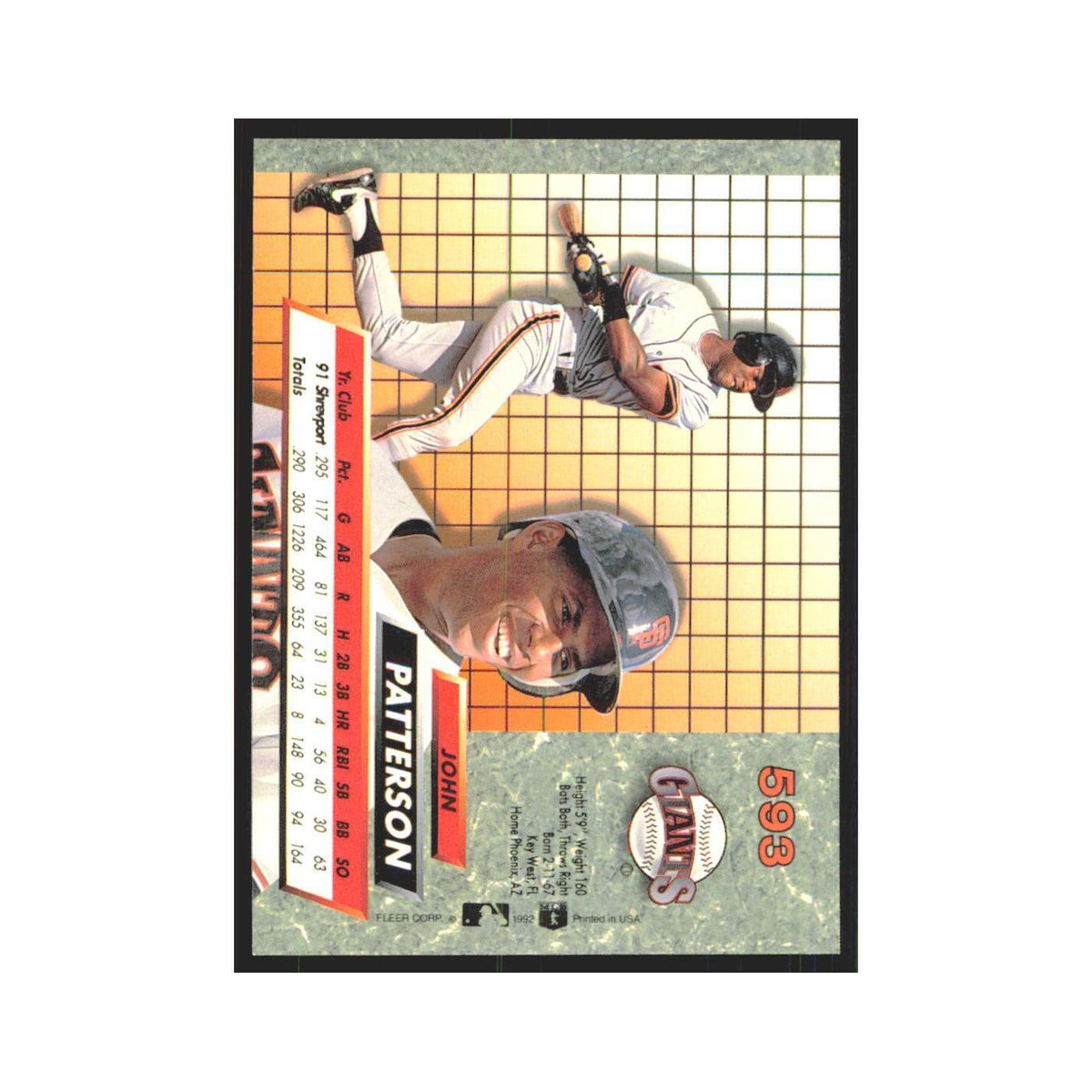 John Patterson Rookie 1992 Fleer Ultra #593 San Francisco Giants NM