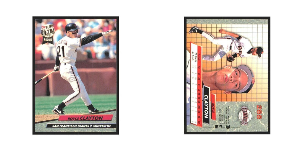 Royce Clayton Rookie 1992 Fleer Ultra #288 San Francisco Giants Baseball Card NM