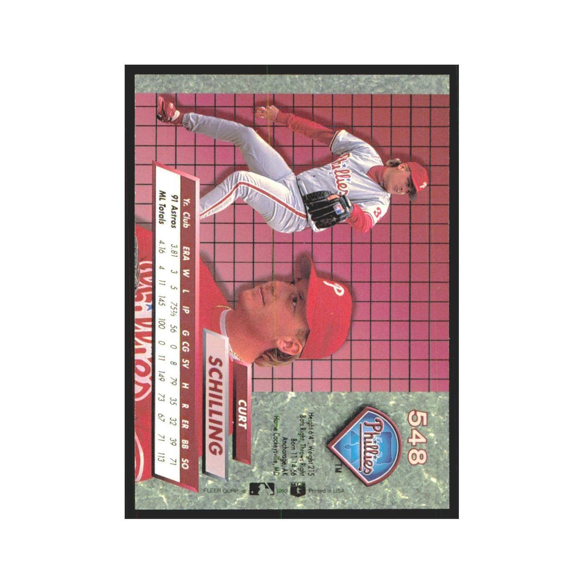 Curt Schilling 1992 Fleer Ultra #548 Philadelphia Phillies Baseball Card NM