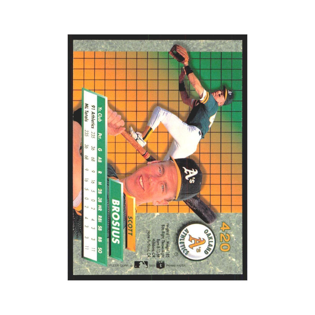 Scott Brosius Rookie 1992 Fleer Ultra #420 Oakland Athletics Baseball Card NM