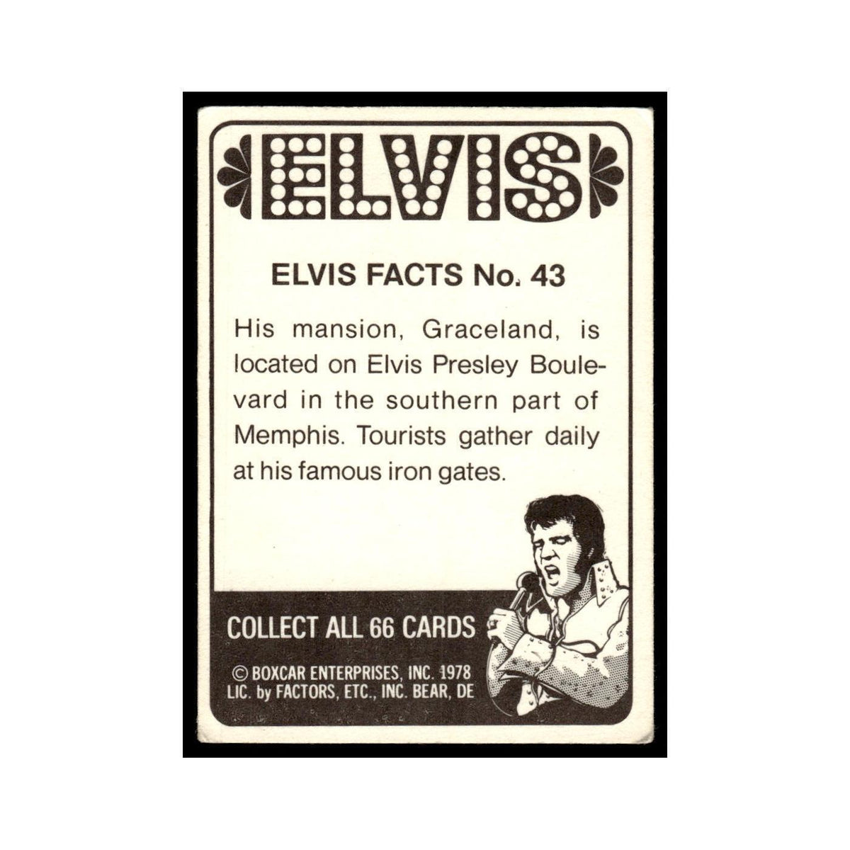 Elvis 1978 Boxcar #43 Trading Card VG