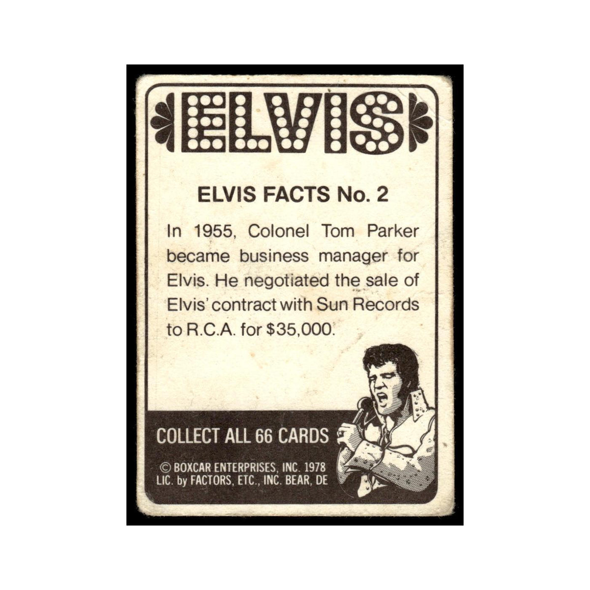 Elvis 1978 Boxcar #2 Trading Card Poor