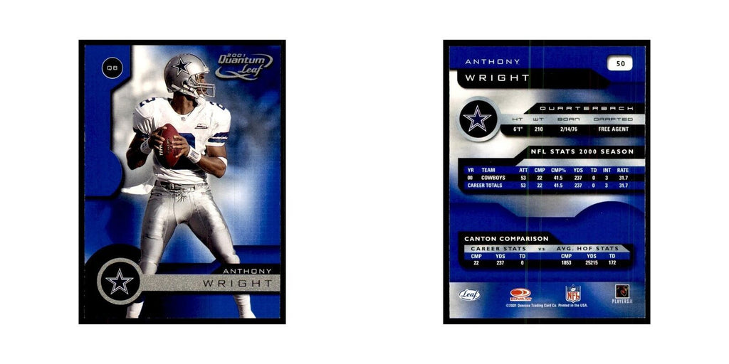 Anthony Wright 2001 Quantum Leaf #50 Football Cards Football Card NM