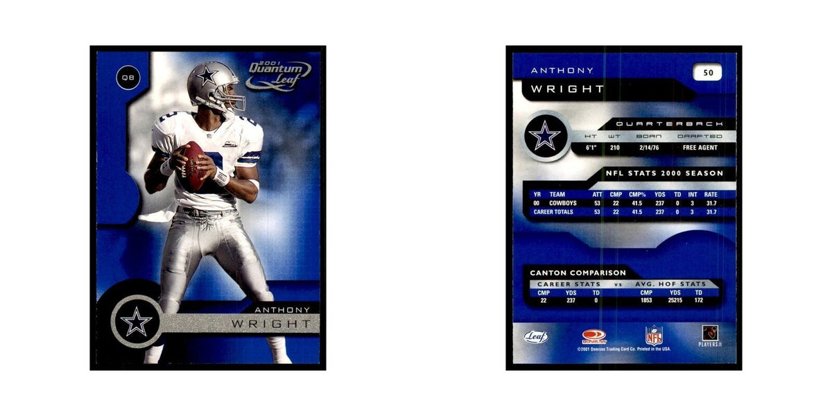 Anthony Wright 2001 Quantum Leaf #50 Football Cards Football Card NM