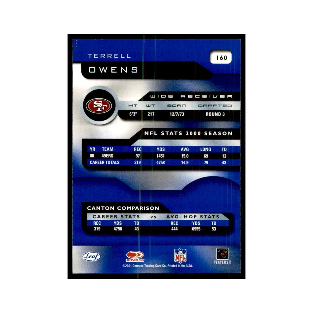 Terrell Owens 2001 Quantum Leaf #160 Football Cards Football Card NM