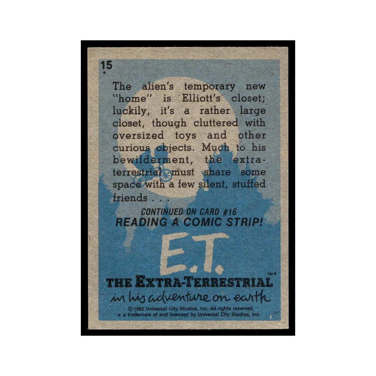 Among Elliott's Toys 1982 Topps E.T. #15 Trading Card EX