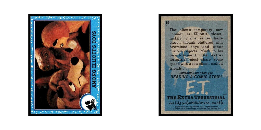 Among Elliott's Toys 1982 Topps E.T. #15 Trading Card EX