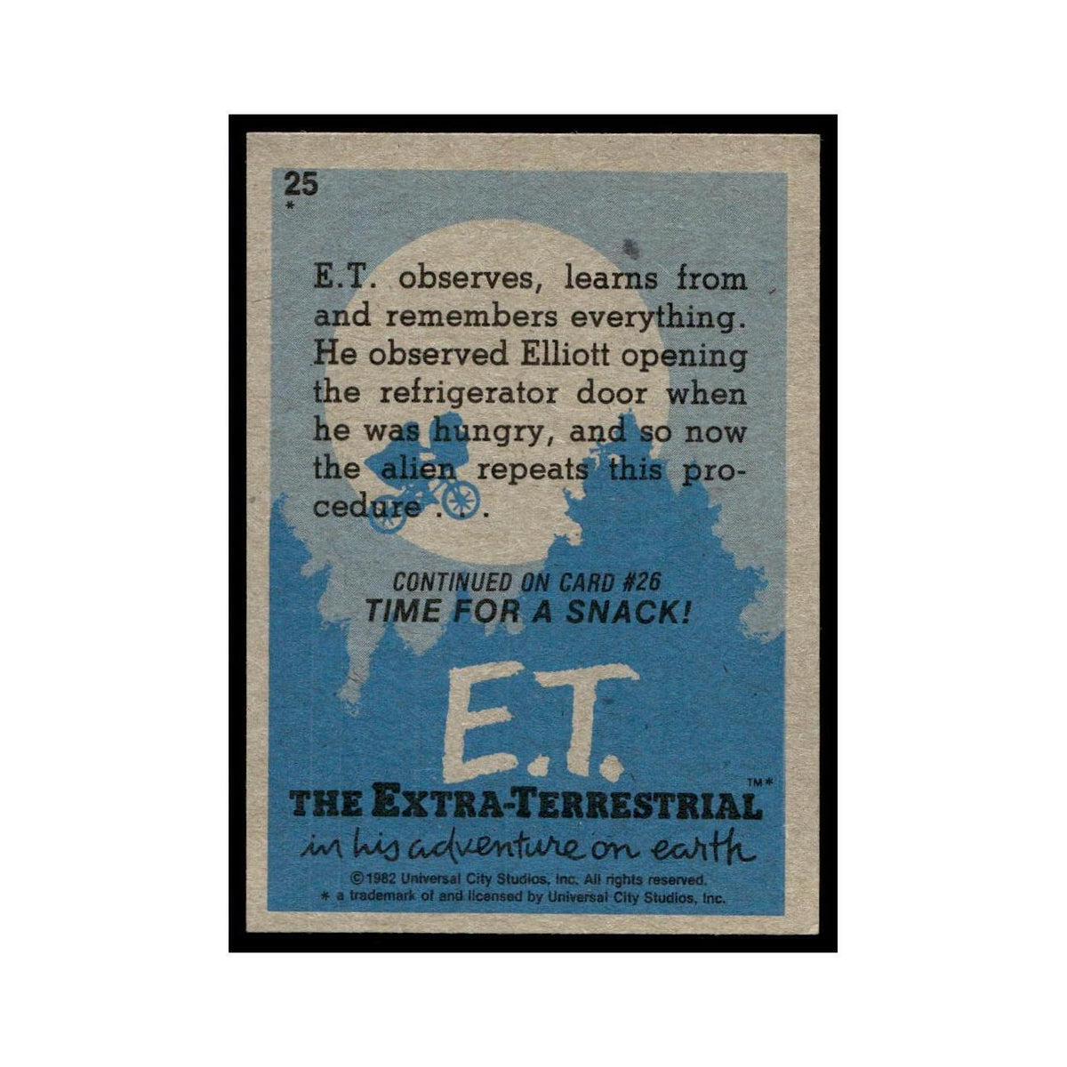 What's In The Fridge 1982 Topps E.T. #25 Trading Card EX