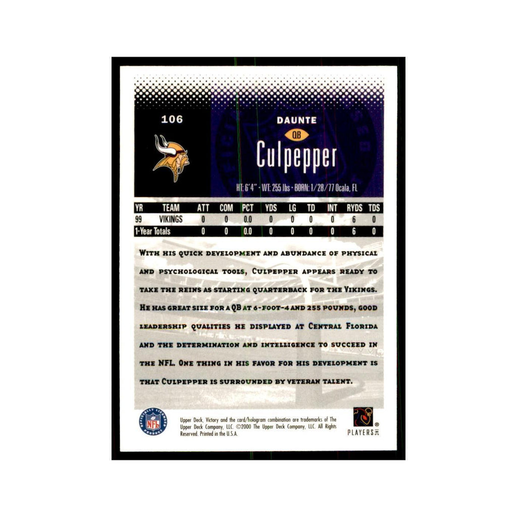 Daunte Culpepper 2000 Upper Deck Victory #106 Football Cards Football Card NM