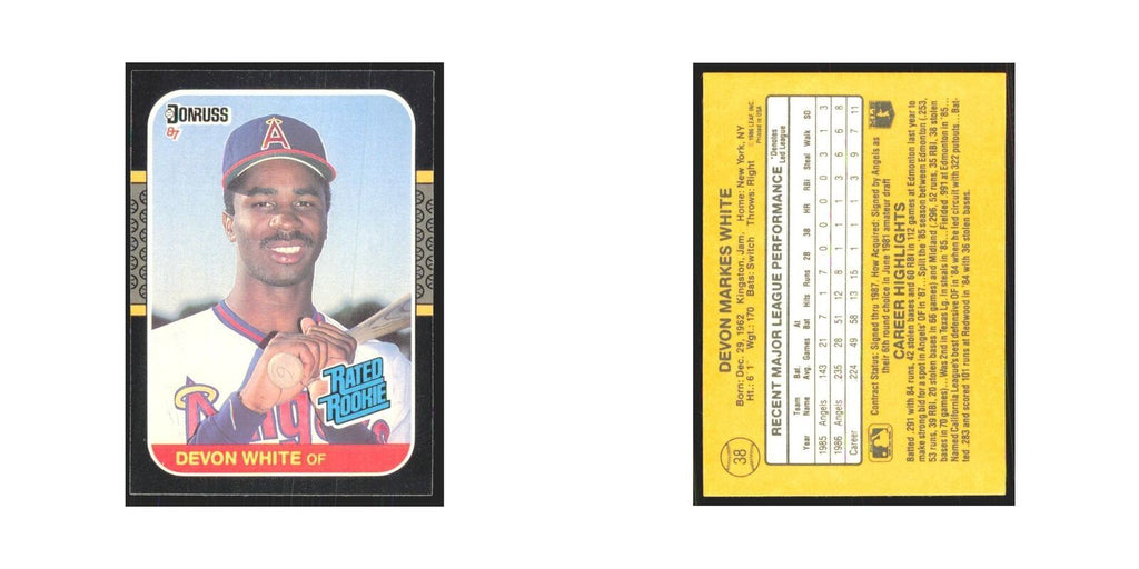 Devon White Rookie 1987 Donruss #38 California Angels Baseball Card NM