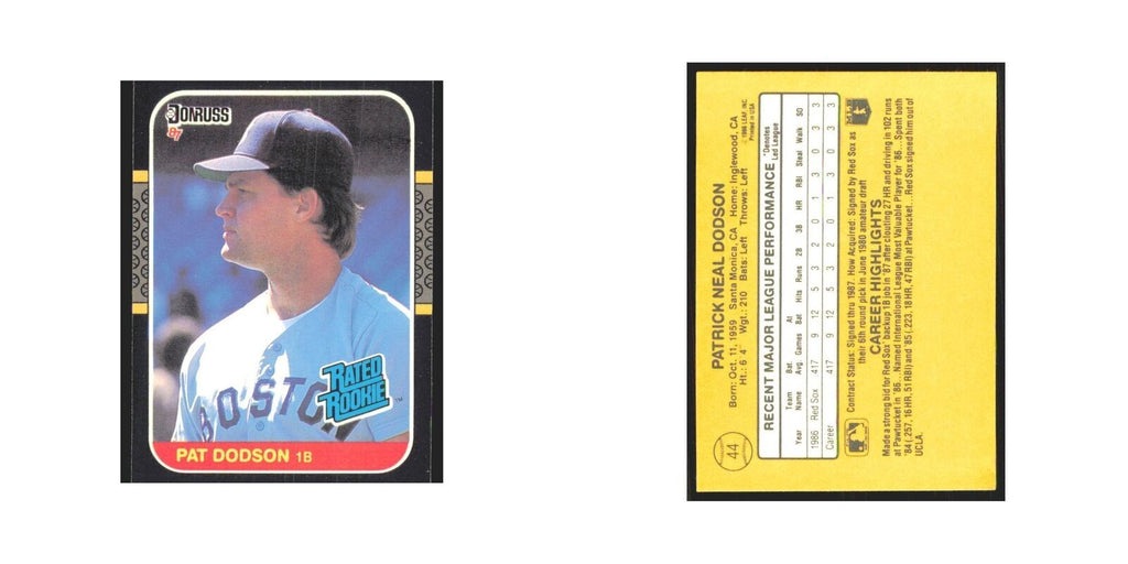 Pat Dodson Rookie 1987 Donruss #44 Boston Red Sox Card NM