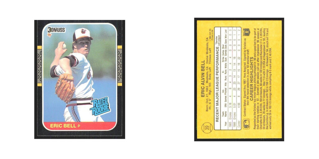 Eric Bell Rookie 1987 Donruss #39 Baltimore Orioles Baseball Card NM