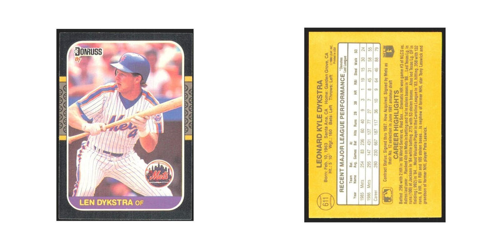 Len Dykstra 1987 Donruss #611 New York Mets Baseball Card NM