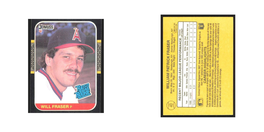 Will Fraser Rookie 1987 Donruss #40 California Angels Baseball Card NM