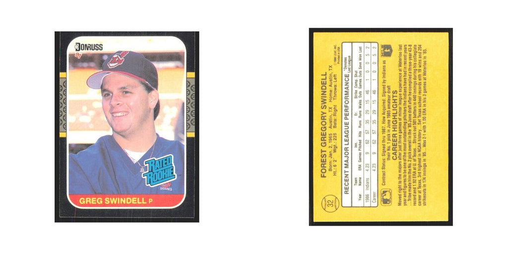 Greg Swindell Rookie 1987 Donruss #32 Cleveland Indians Baseball Card NM