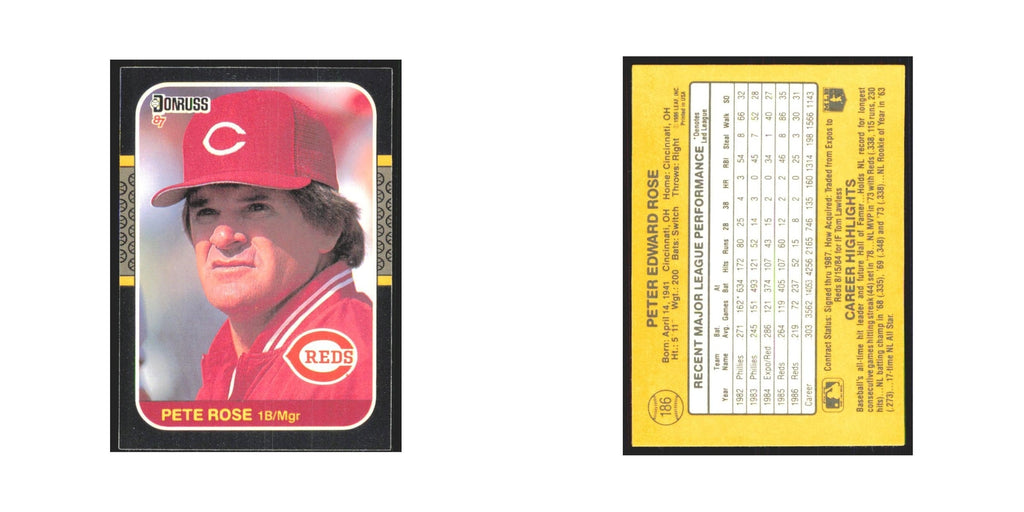 Pete Rose 1987 Donruss #186 Cincinnati Reds Baseball Card NM