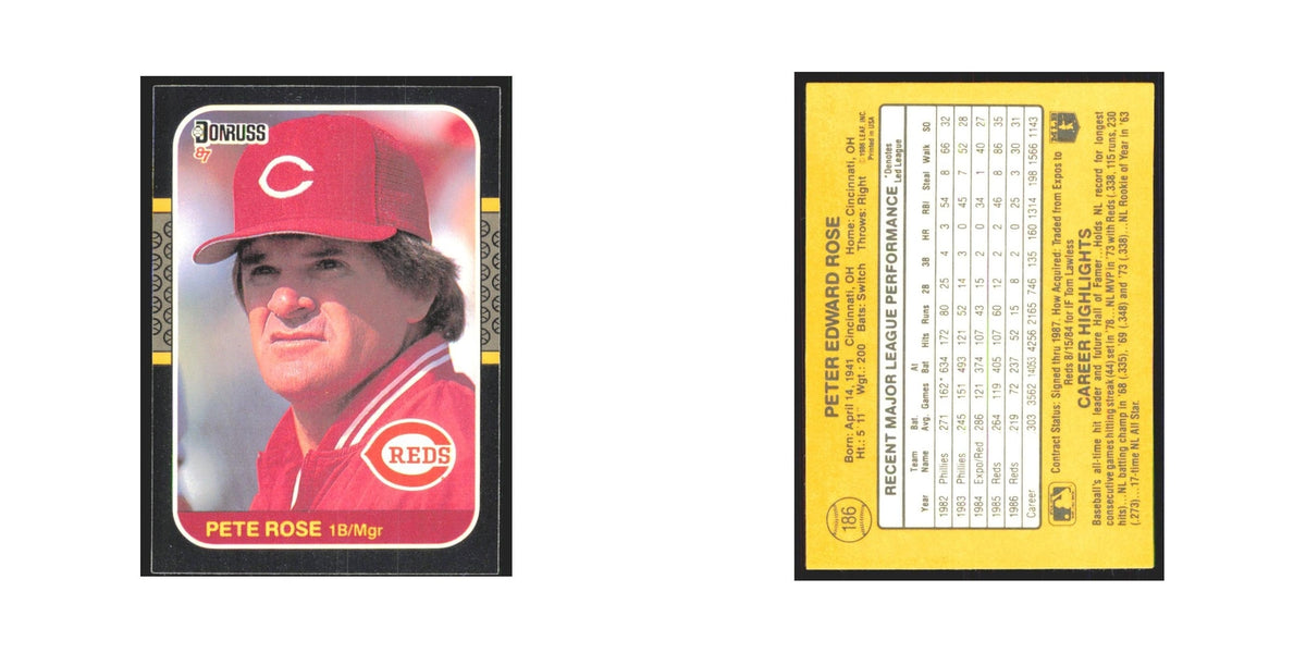 Pete Rose 1987 Donruss #186 Cincinnati Reds Baseball Card NM