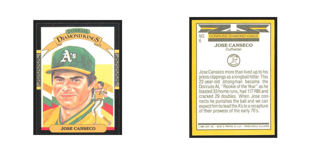 Jose Canseco 1987 Donruss #6 Oakland Athletics Baseball Card NM