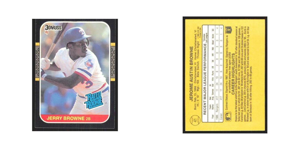 Jerry Browne Rookie 1987 Donruss #41 Texas Rangers Baseball Card NM