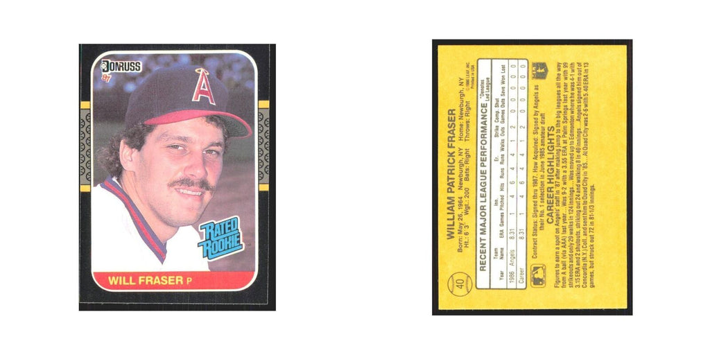 Will Fraser Rookie 1987 Donruss #40 California Angels Baseball Card NM