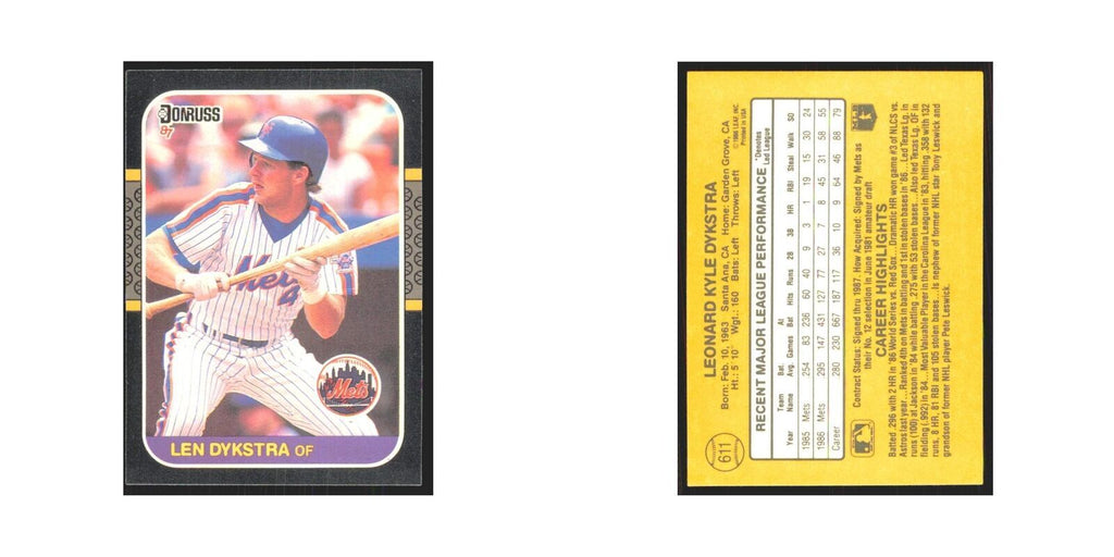 Len Dykstra 1987 Donruss #611 New York Mets Baseball Card NM
