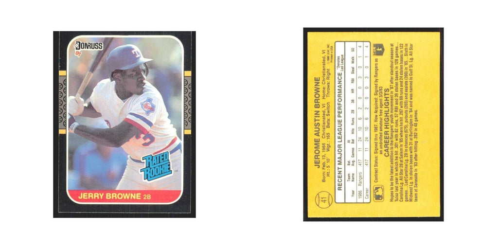 Jerry Browne Rookie 1987 Donruss #41 Texas Rangers Baseball Card NM