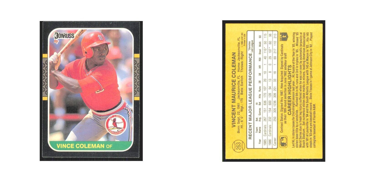 Vince Coleman 1987 Donruss #263 St. Louis Cardinals Baseball Card NM